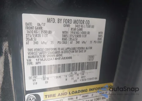 2017 Ford Expedition Limited from USA, damaged, VIN 1FMJU2AT4HEA83066